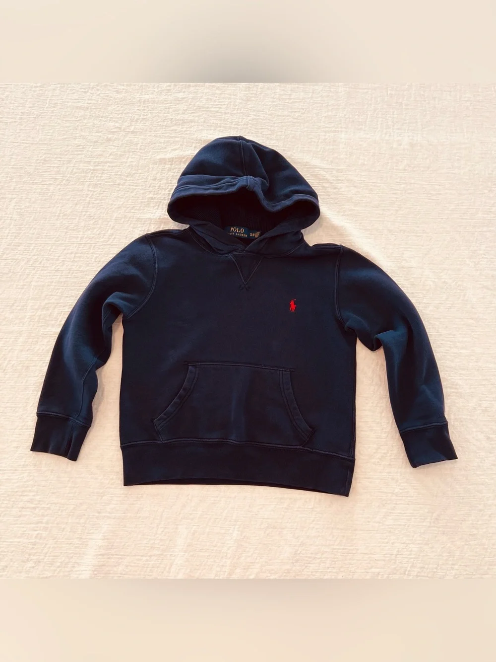 Polo Ralph Lauren Boys S/P(8) Navy Fleece Pullover Hoodie Embroidered Red Logo